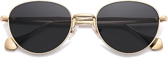 VANLINKER Small Polarized Sunglasses for Women Men Retro Round Metal Frame Classic Hippie Circle Shades VL9880