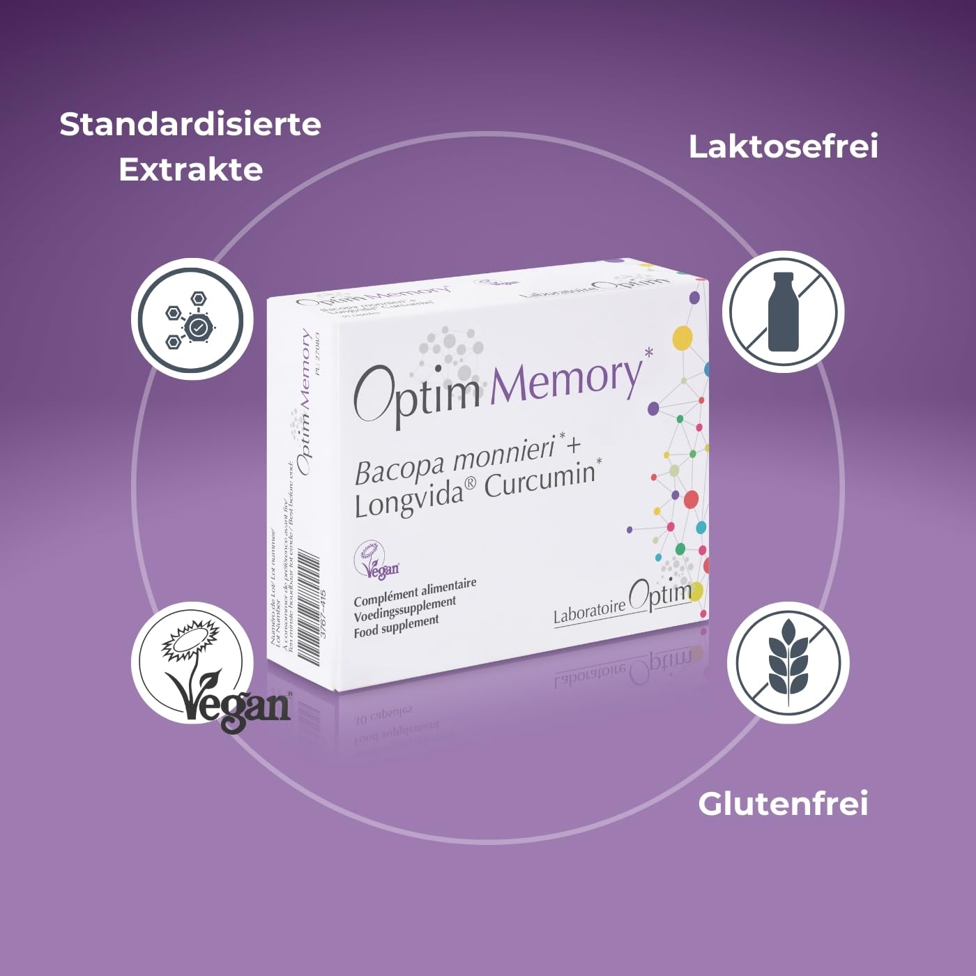 OPTIM Memory – Bacopa Monnieri (Brahmi) & Longvida Curcumin Kapseln, 90 Stück | Gedächtnis- & Fokus-Supplement für Gehirn & Konzentration | Für Erwachsene & Studierende