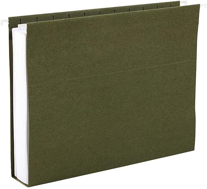 Staples Heavy‑Duty Box‑Bottom Hanging File Folders, Legal Size, 2" Expansion, 1/5‑Cut Tabs, Standard Green – 25/Box
