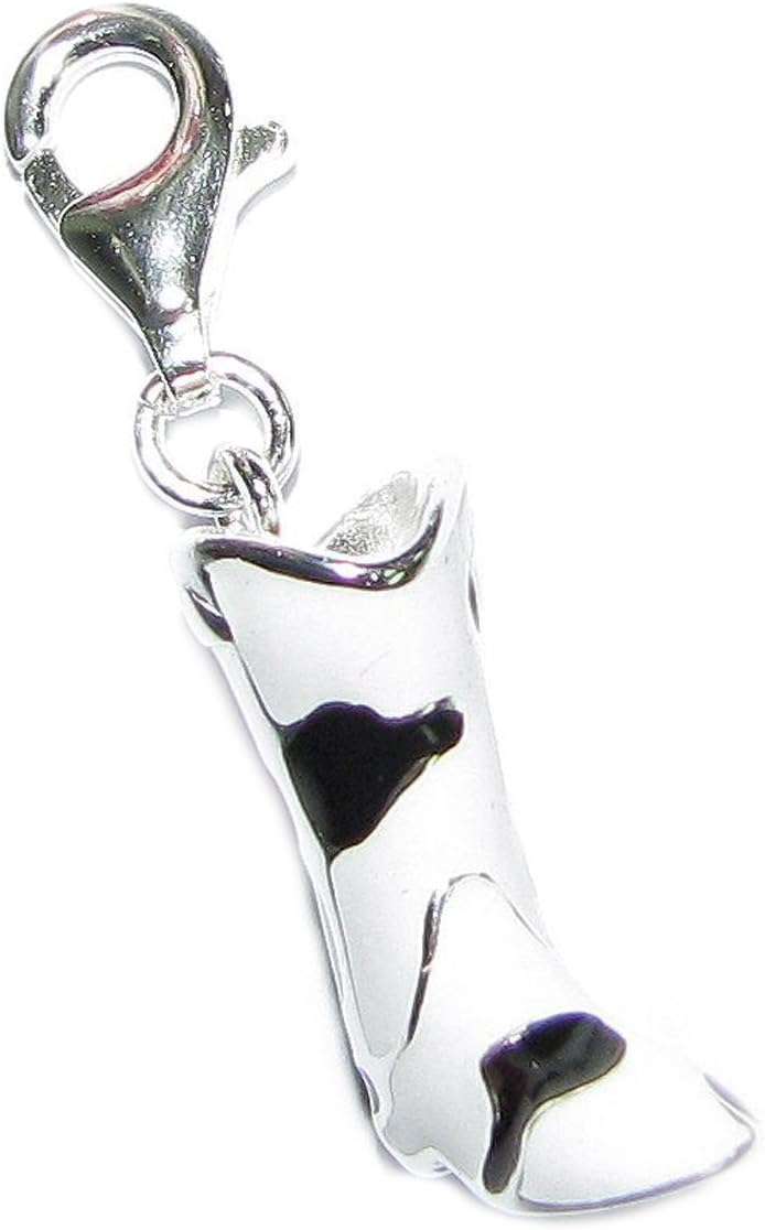 Sterling Silver 3-D Leopard Boot Enamel European Style Clasp Charm