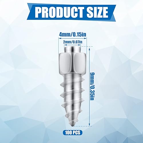 Miniatura 2 de 100 pernos de neumático atornillados, pernos de neumático de 0.354 in para neumáticos de hielo y nieve, tacos de neumáticos ATV con herramienta de