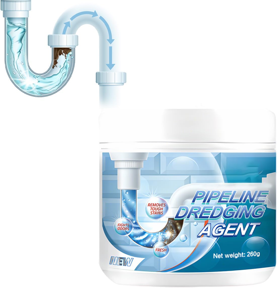 Powerful Pipe Dredging Agent, 2026 New Pipe Cleaner for Kitchen, Sink Drain Cleaner, Pipes Cleaning Tool, Clog Remover for Bathroom, Toilets and Showers (3Pcs)