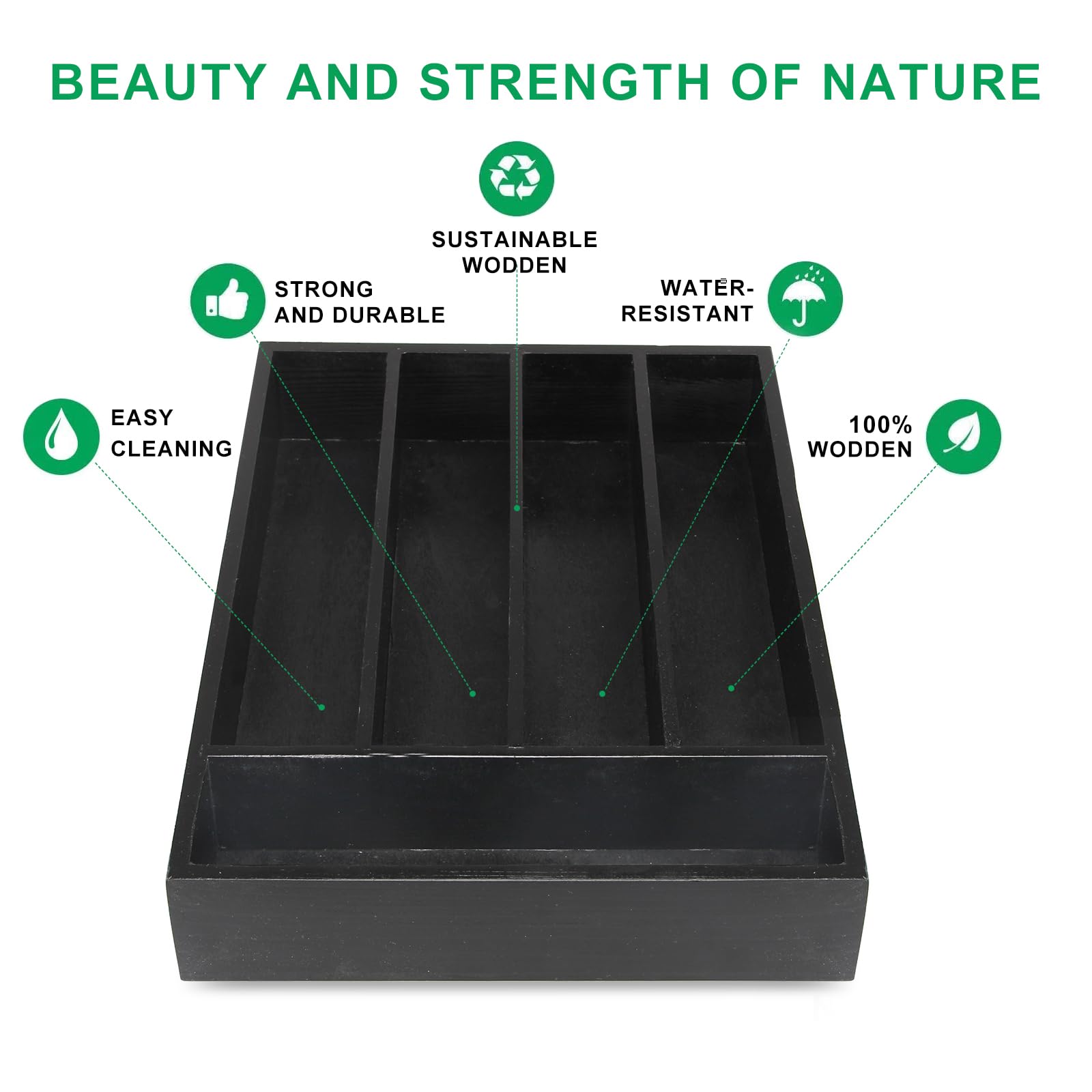 Ayiaren Organizador de cubiertos de cocina pequeño, organizador de cajones de utensilios de madera, bandeja estrecha de cubiertos de madera, organizador de cubiertos para cajón, cuchara, organizador