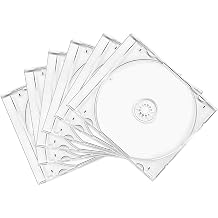 6PCS Standard Single Clear CD Jewel Case, 10 mm Thin Plastic DVD Protective Cases Replacement w/Assembled Tray, Square-Shaped Single Disc Storage Box for Most Cars Transparent