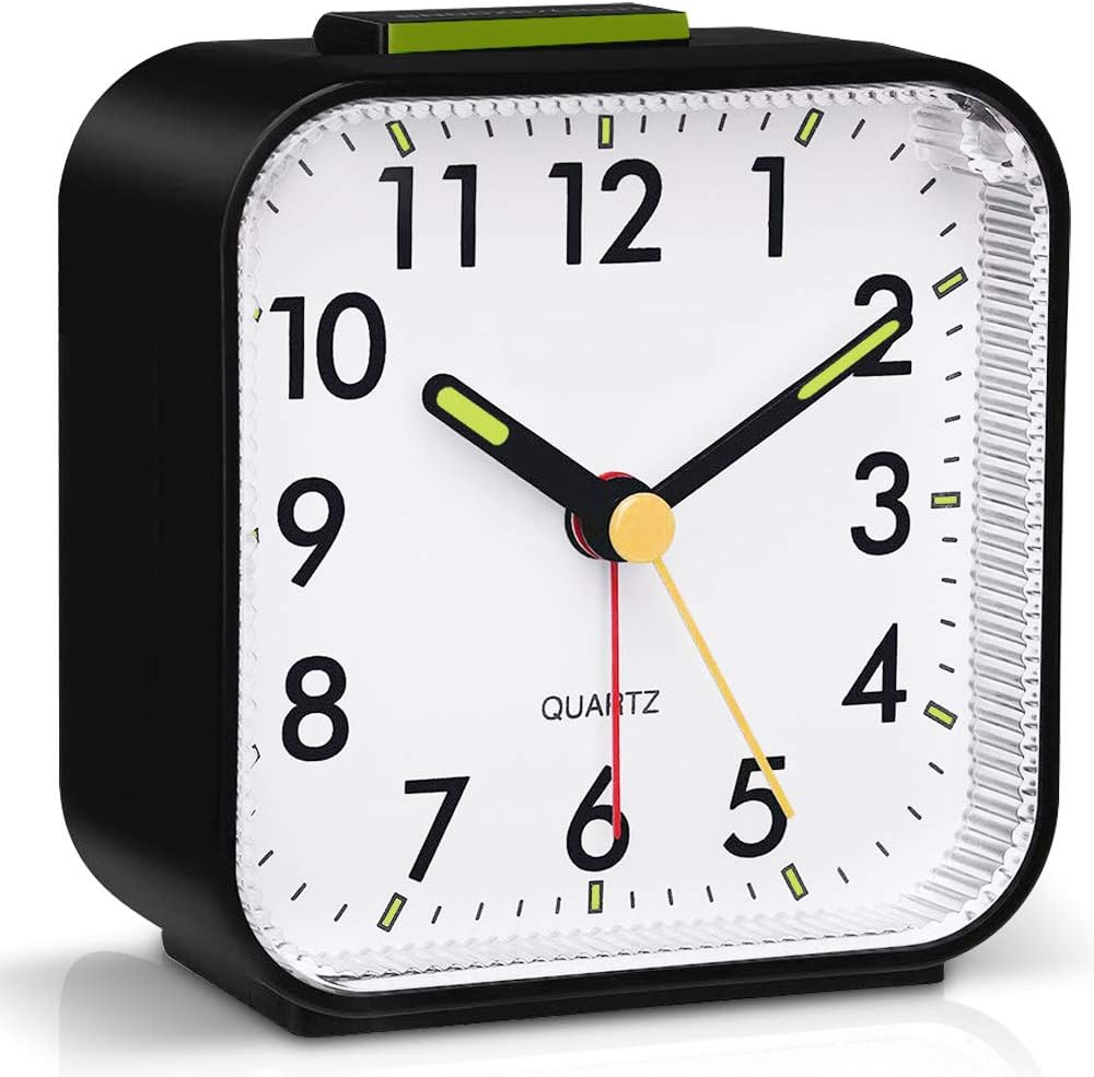 Silent Alarm Clocks Bedside Non Ticking Battery Powered Table Clocks Luminous Large Display Snooze Light Function for Bedroom Office