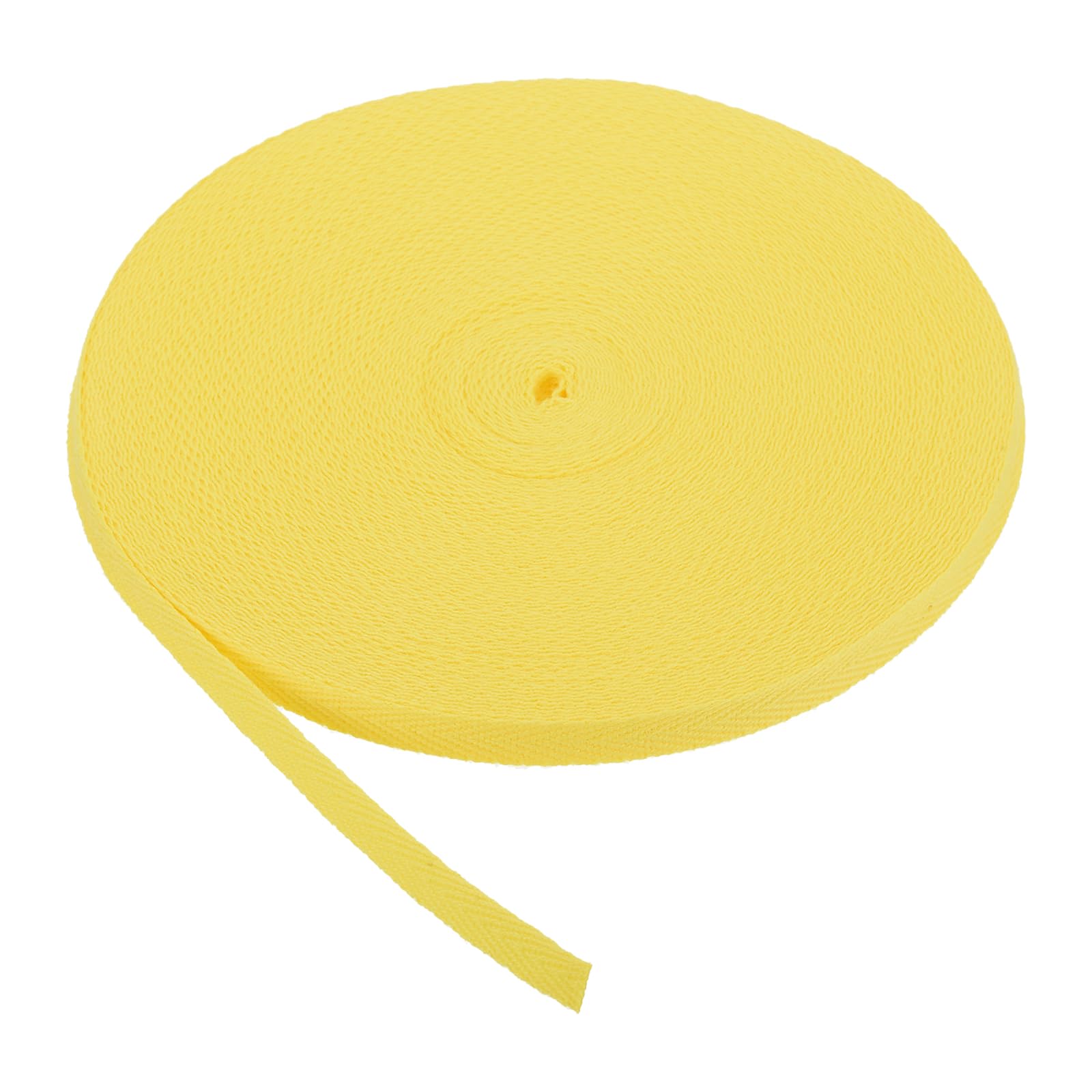 PATIKIL Cotton Twill Tape 6mm 23m Cotton Ribbon Bias Binding Tape Herringbone Webbing Trim for Sewing Gift Wrapping Lemon Yellow