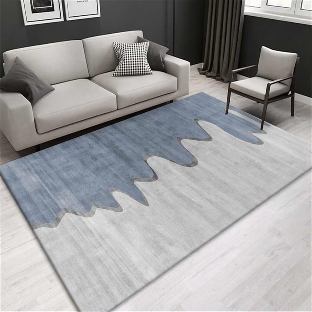 Chemin tapis couloir bleu pour protéger les sols froids avec design