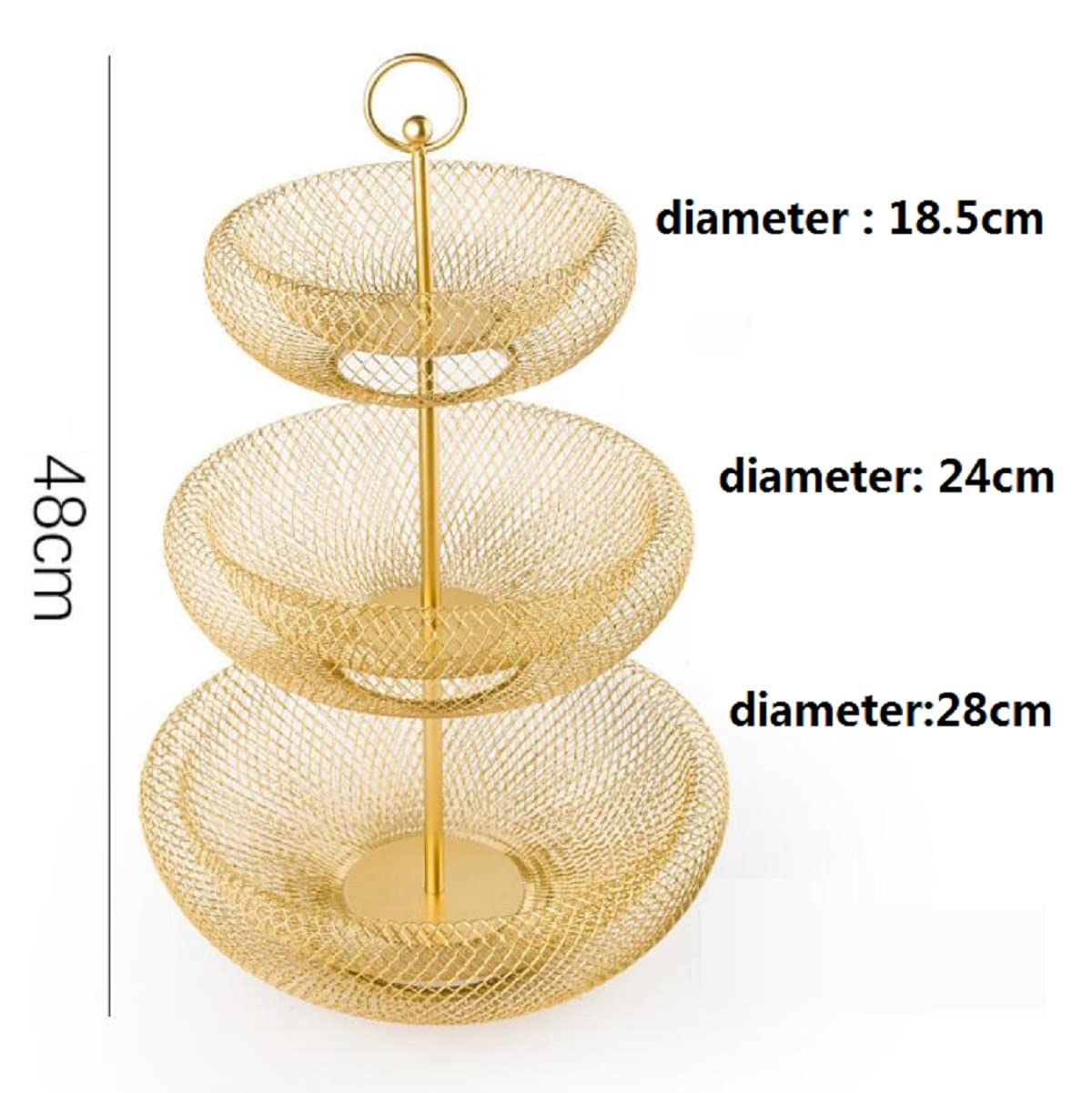 3 Piani Cesto Portafrutta Moderno, Cesto Frutta Metallo,per Frutta E Verdura Snack, Oggetti Domestici,d'oro
