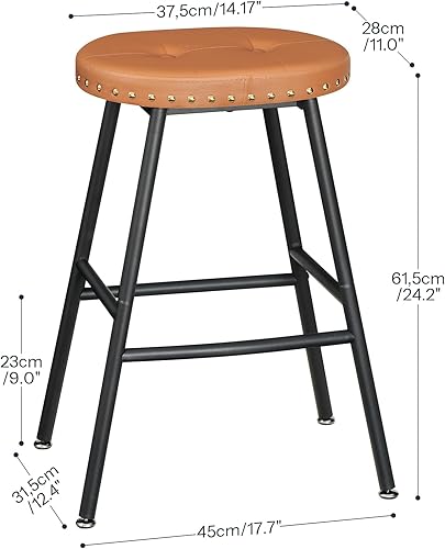 Miniatura 2 de HOOBRO Bar Stools, Set of 2 Bar Chairs,Counter Height Stools,PU-Padded Kitchen Counter Stools, Modern Backless Breakfast Stools for Kitchen Island,