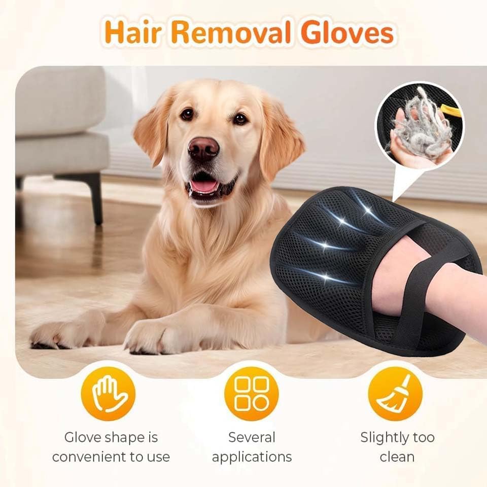 Image of 2 Pcs Cat Hair Remover from Clothes, Pet Hair Removal Glove for Dogs and Cats, Efficient Fur Removal Tool for Sofa Bed and Clothing, Black (2pcs(Black) A)