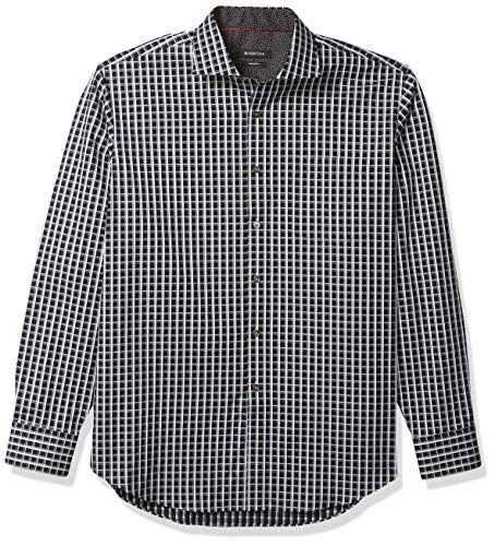 Bugatchi Men's Long Sleeve Classic Fit Shirt, Black, X-Large