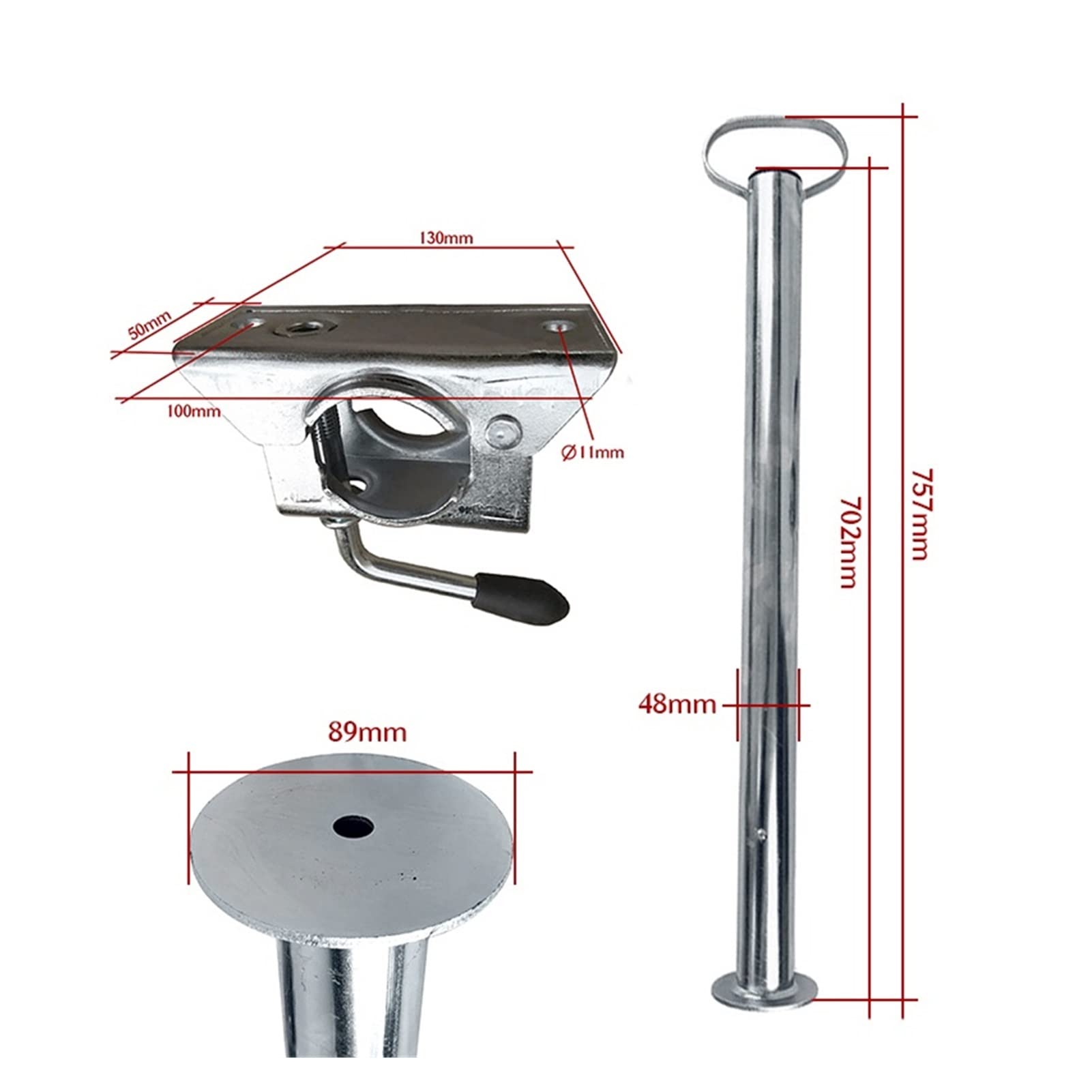 Podnośnik do Przyczep, 48mm Prop Drop Stand 700mm Długość do przyczepy Dżokej Wsparcie Nogi i Clamp Corner Stabe Rv. Części Camper Caravan Akcesoria