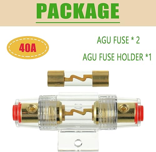 Miniatura 12 de Portafusibles en línea AWG calibre 4-8 con fusibles AGU de 100 A para audio de automóvil, alarma, amplificador, compresores, portafusibles en línea