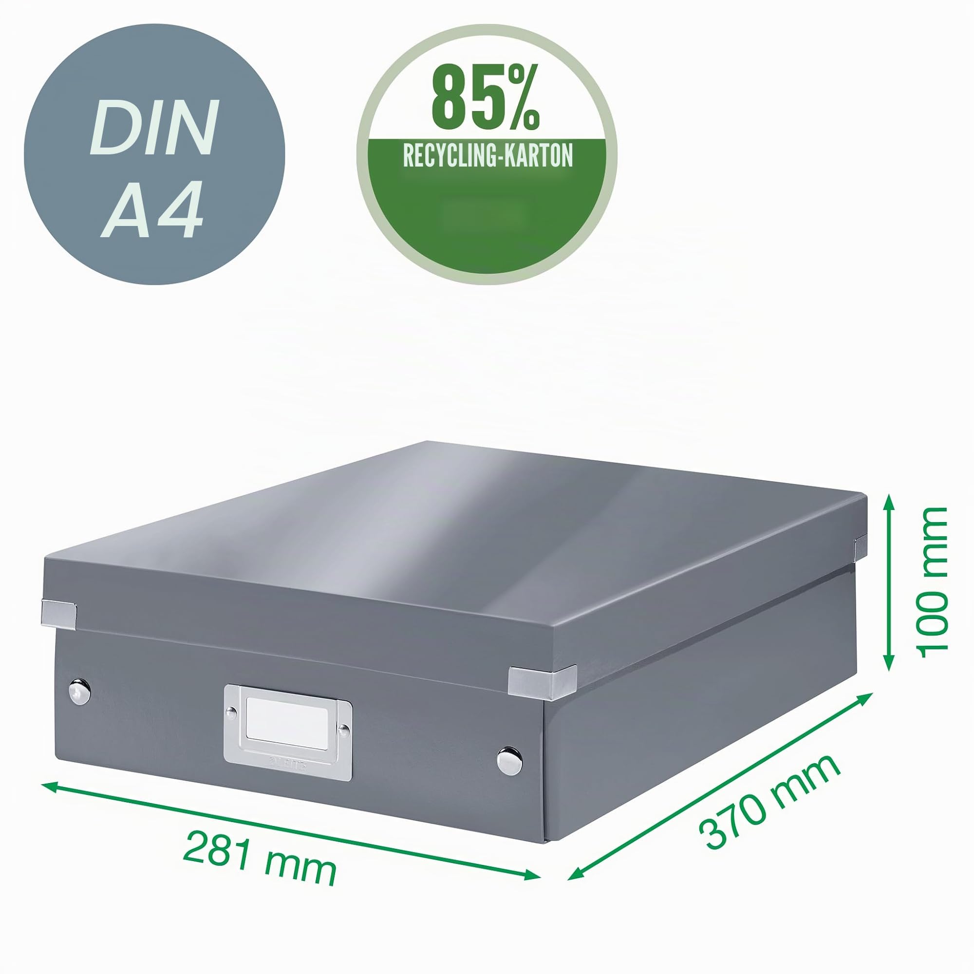 Leitz Click & Store Aufbewahrungsbox mit Deckel Mittel-Groß, Box mit Trennwänden für Zubehör im Büro oder Utensilien im Haushalt, Transportbox aus 85 % recycelter Premium-Hartpappe, Rot, 60580026
