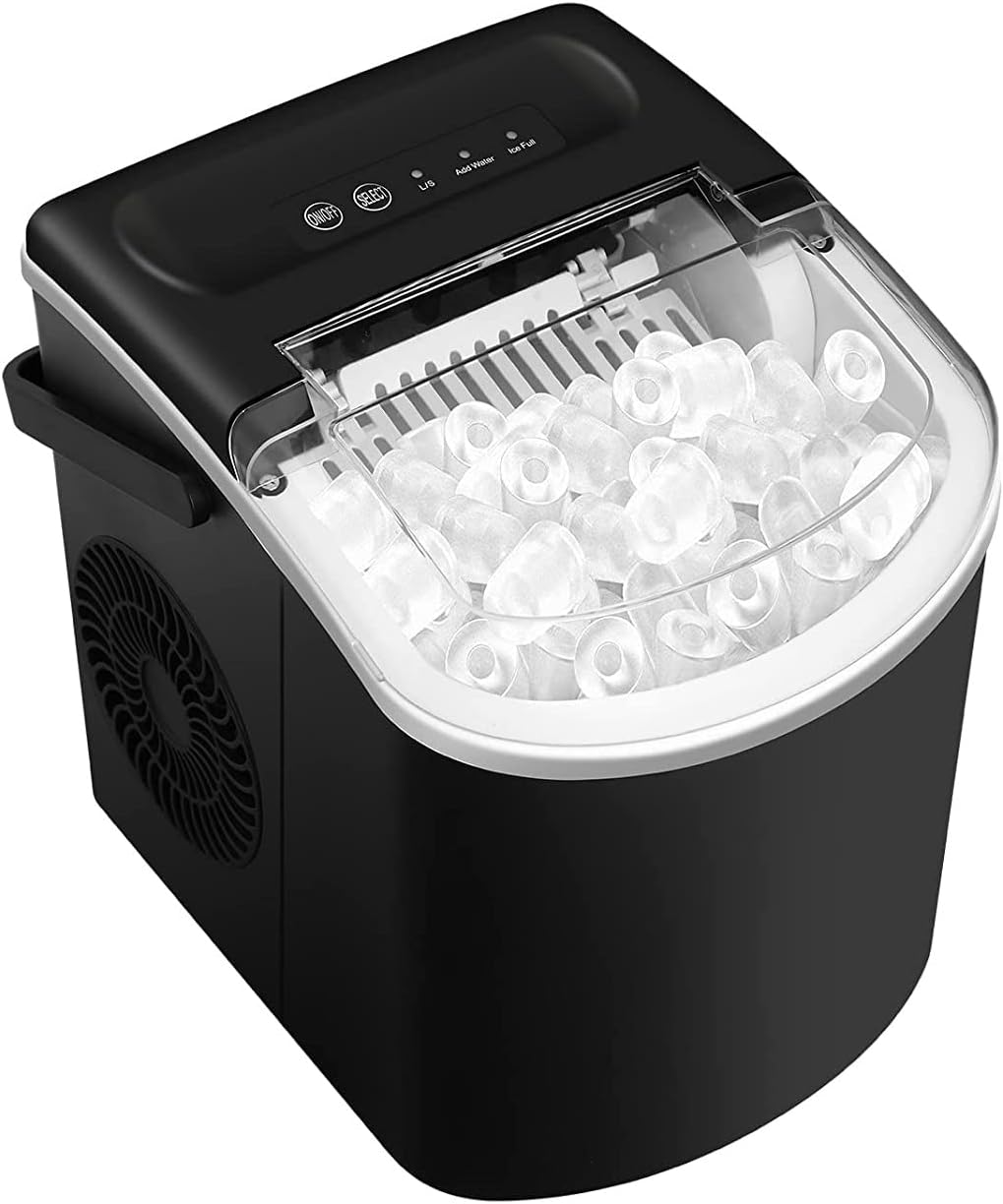 MACNAS Portable Ice Maker Machine for Countertop, 2 Sizes Bullet Shaped Ice, 9 Ice