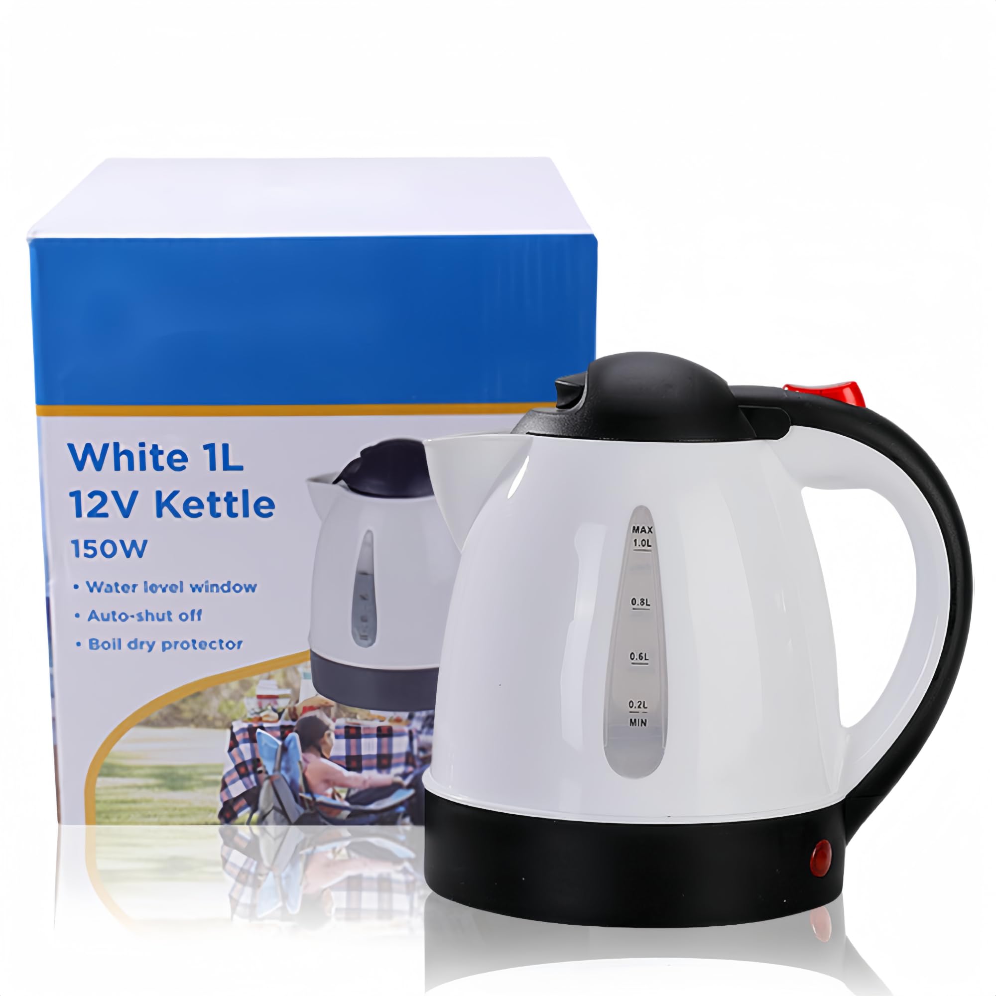Bewinner 1L Car Electric Kettle, 12V 24V Car Truck Travel Kettle with Stainless Steel Liner, Auto Shut Off Hot Water Heater Bottle for Tea Coffee Making Heating Cup (12V)