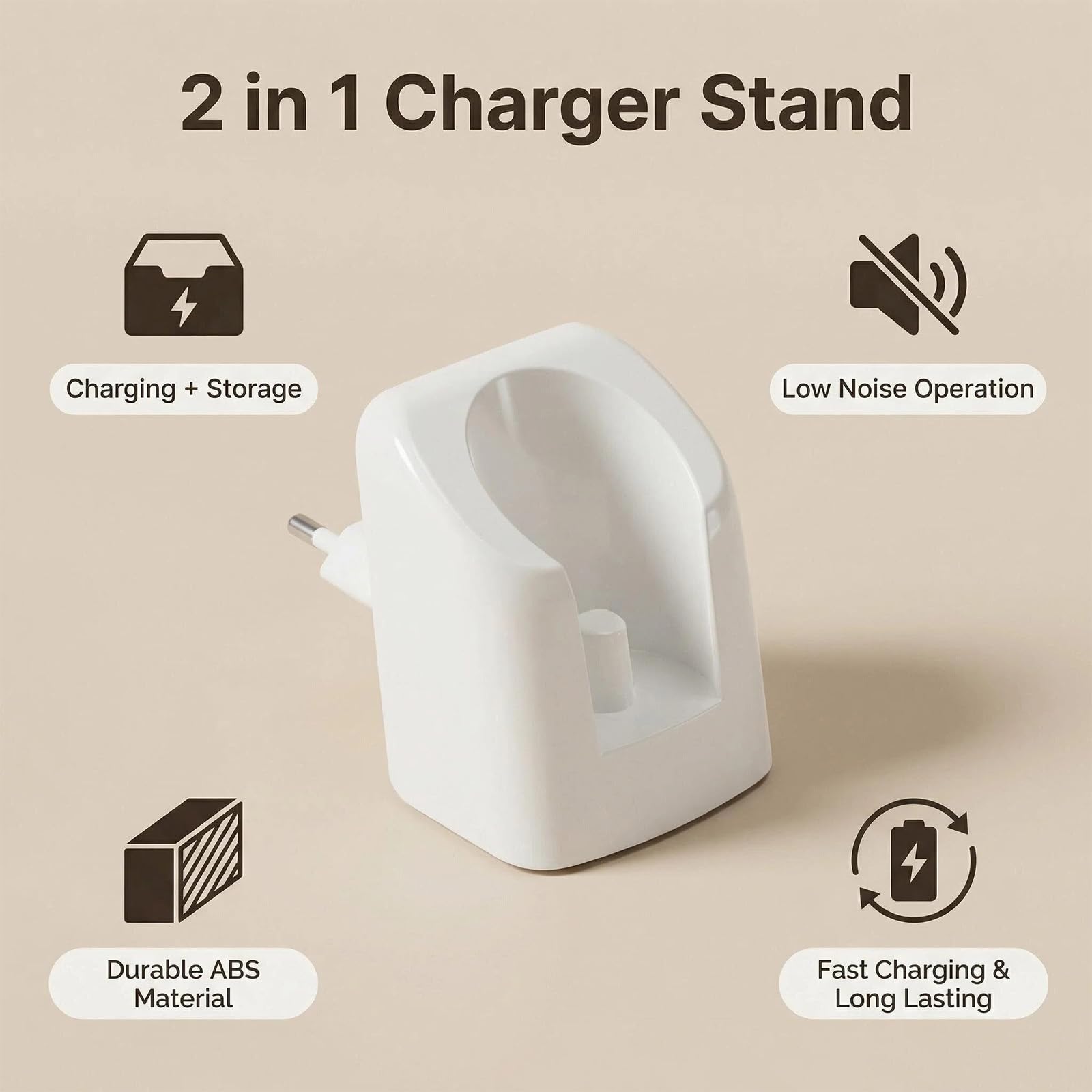 Cargador de Pared Inalámbrico Blanco para Cepillos de Dientes Eléctricos Oral-B Braun con Enchufe UE, Compatible con Modelos Genius X, Pro, Vitality, Smart, Infantil, iO Series iO3-iO6 — view 3