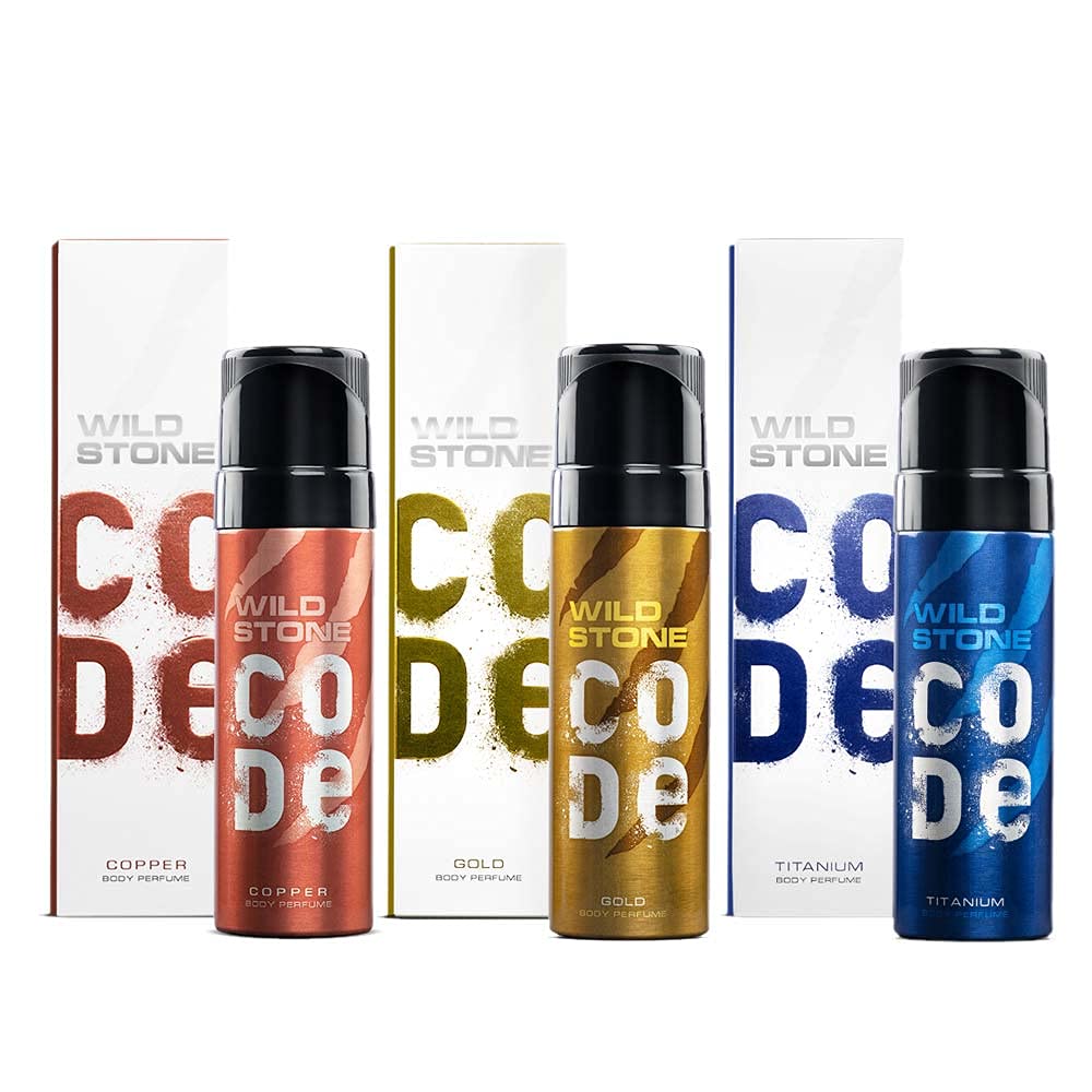 Copper, Gold and Titanium Body Perfume Combo for Men, Pack of 3 (120ml each)