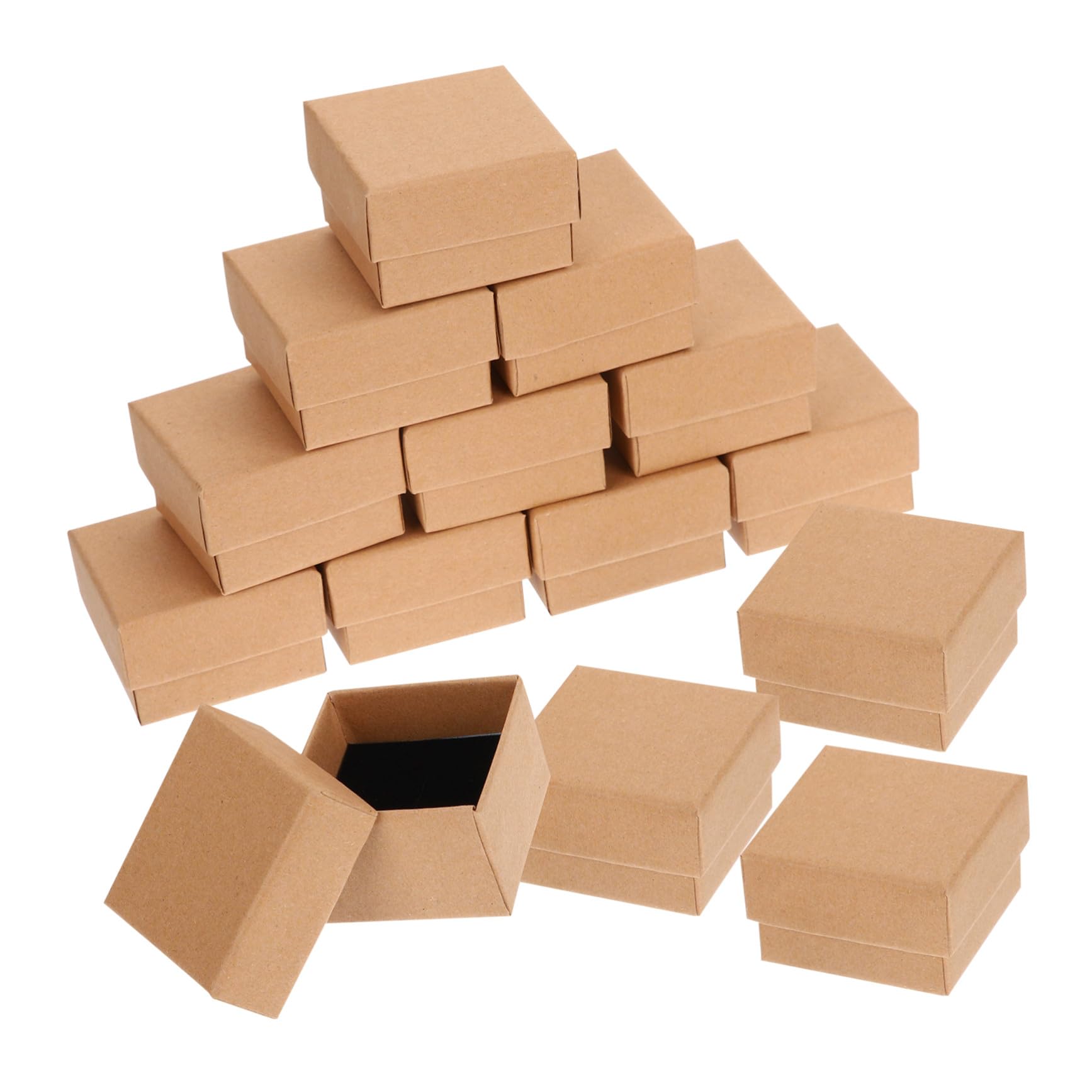 HEMOTON 50 pièces Lot Boîtes à Bijoux Carton Kraft avec Mousse Coffrets Carrés pour Colliers Bagues Boucles Oreilles et Bracelets Boîtes de Rangement et Emballage Chic pour Bijoux