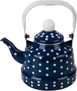 Tetera de Cocina, Tetera de Esmalte, Tetera pequeña, Tetera de Cocina, Tetera para Acampar (Azul, 1.1 L)