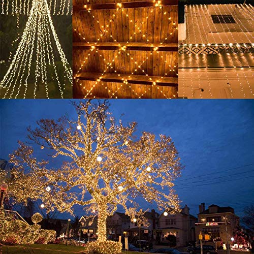 BHCLIGHT 2 Pack Each 72FT 200LED Solar String Lights, Upgraded Super Durable Solar Lights Outdoor, Waterproof Copper Wire 8 Modes Fairy Lights for Home Decor Patio Garden Party (Warm White)