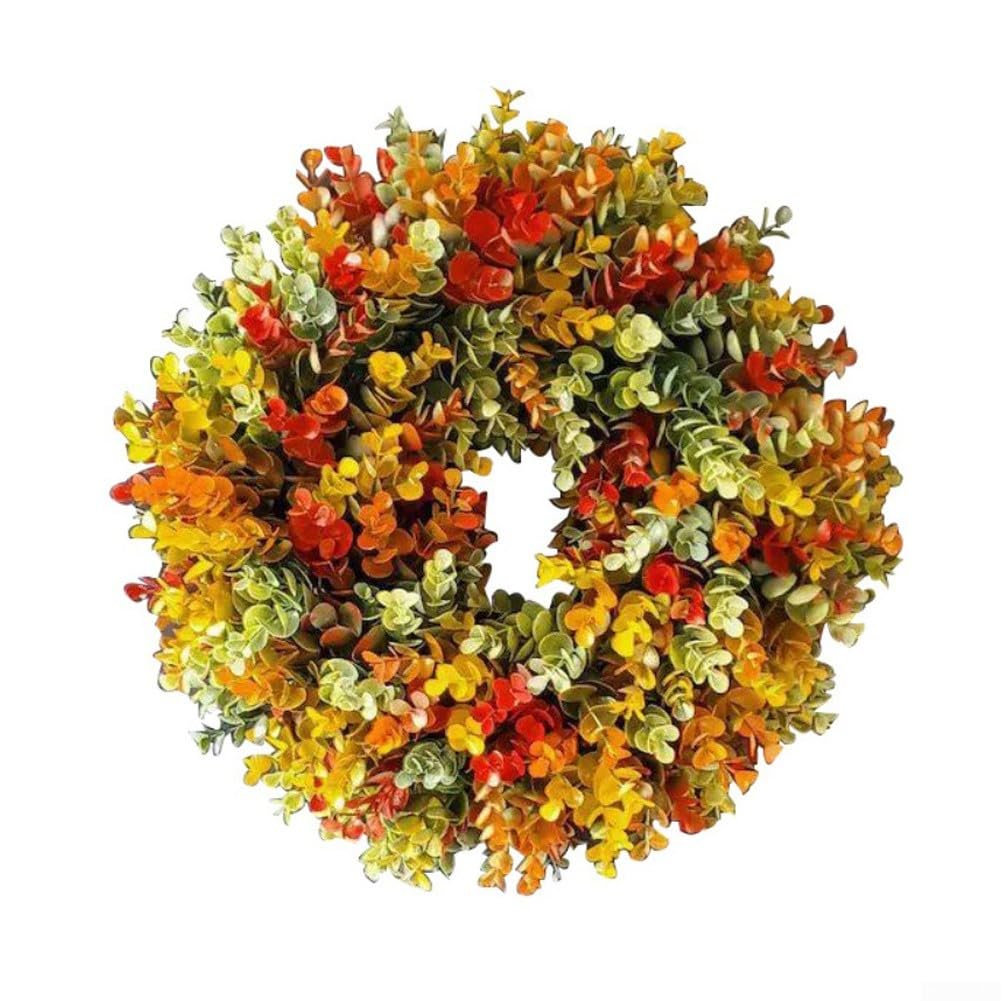Couronne d'automne artificielle haut de gamme 35 cm pour porte raffinée