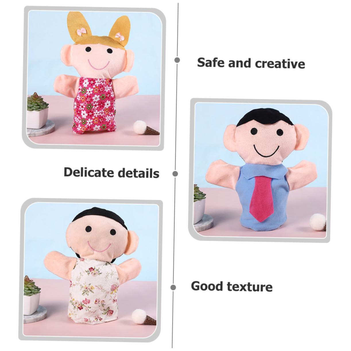 SOIMISS 6 pezzi Burattini da Mano per Marionette Educative in Morbido Cotone PP Gioco di Ruolo Creativo per Sviluppo Manualità e Immaginazione