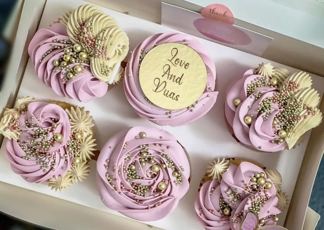 6 Love and Duas Cupcake Discs, Toppers, Gold Acrylic Cake Disc, Hamper Gift Tags, Charms, Cake Topper, Decorations.
