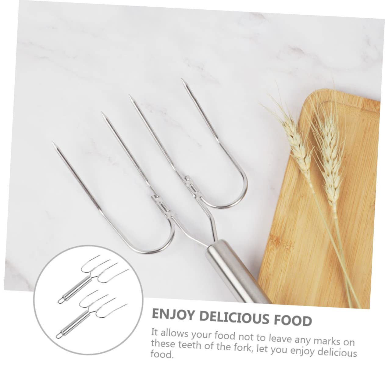 BEBEMOKO 2Pcs Stainless Steel Chicken Forks Poultry Lifters for Bbq and Roasting Comfortable Grip for Easy Handling for Turkey Lamb and Meat Cooking