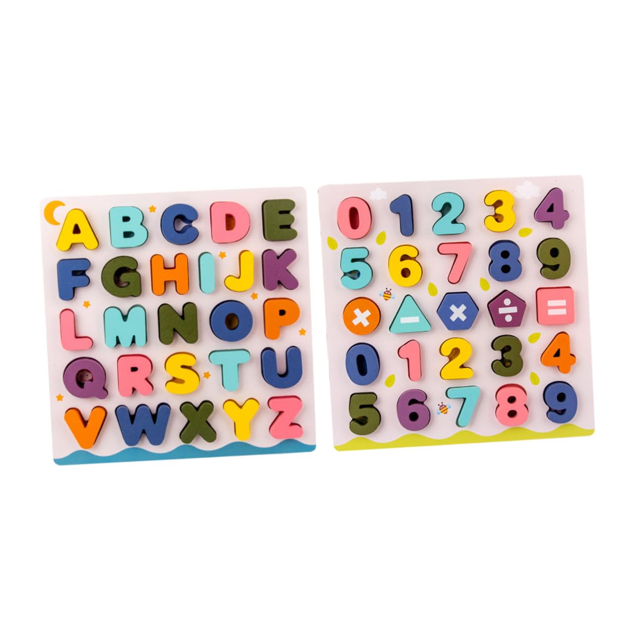 Juguete Educativo para Niños de Madera 2 Piezas Números y Letras | Bloques para Niños, Rompecabezas Base, Aprendizaje Temprano, Decoracion Colegio