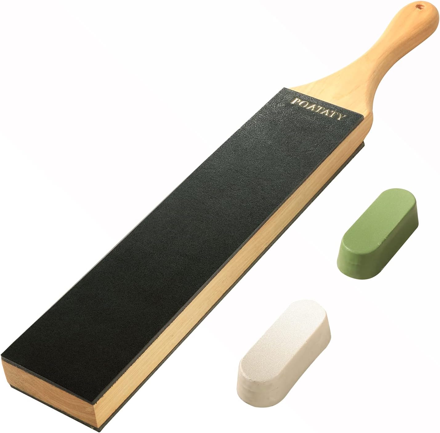 POATATY Leather Strop Paddle with Polishing Compound 14
