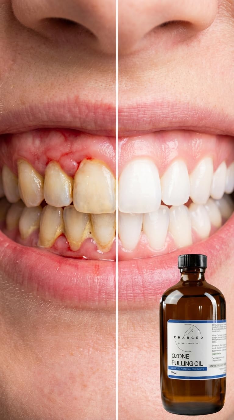 Ozone Pulling Oil, 8 oz, Ozonized Coconut Oil, Peppermint, Moisturizing, Soothing, Natural, Healing, Essentil Oils for Teeth and Gums, Flouride-Free, Non-GMO, O3 Oils
