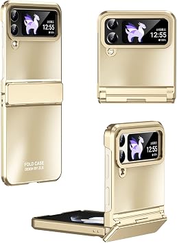 Ultra-Thin Galaxy Z Flip 4 Case, Luxury Perfect Frosted Plating Hinge Protection Hard PC Cover, Finish Anti-Scratch Shockproof Lightweight Protective Case for Samsung Galaxy Z Flip 4 5G, Gold