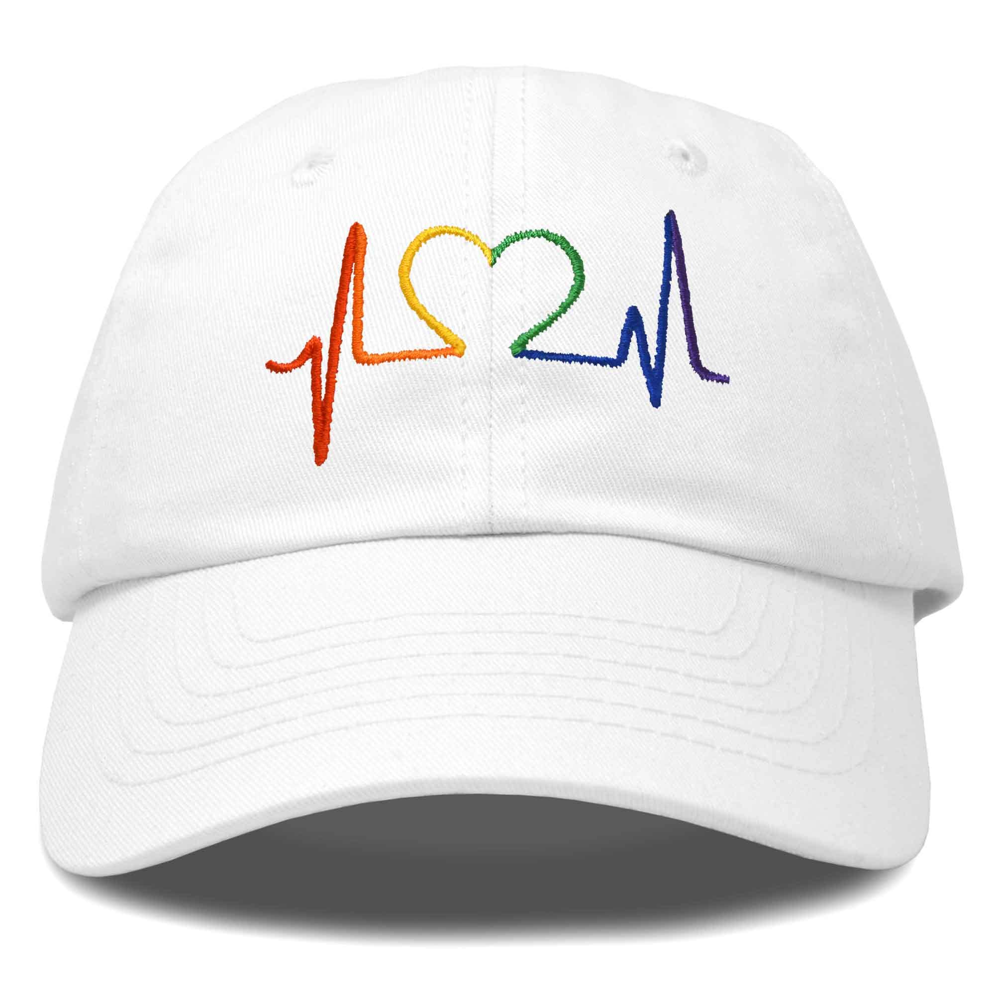 DALIX Rainbow Heartbeat RN Nurse Hat ECG Baseball Cap Medical Fitness in White