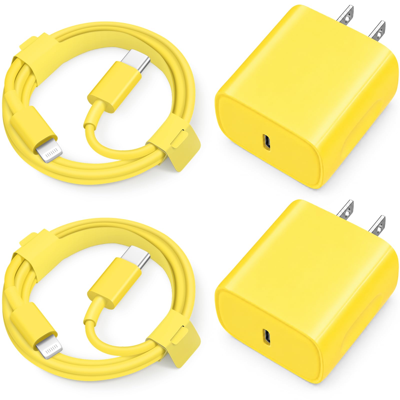 iPhone 14 13 12 11 Super Fast Charger [2Pack] cargador 20W Rapid USB C Wall Charger Block with 6FT Fast Charging Cable Compatible with iPhone 14/13/12/11/Pro/Pro Max/Mini/Xs Max/XR/X, iPad -Yellow