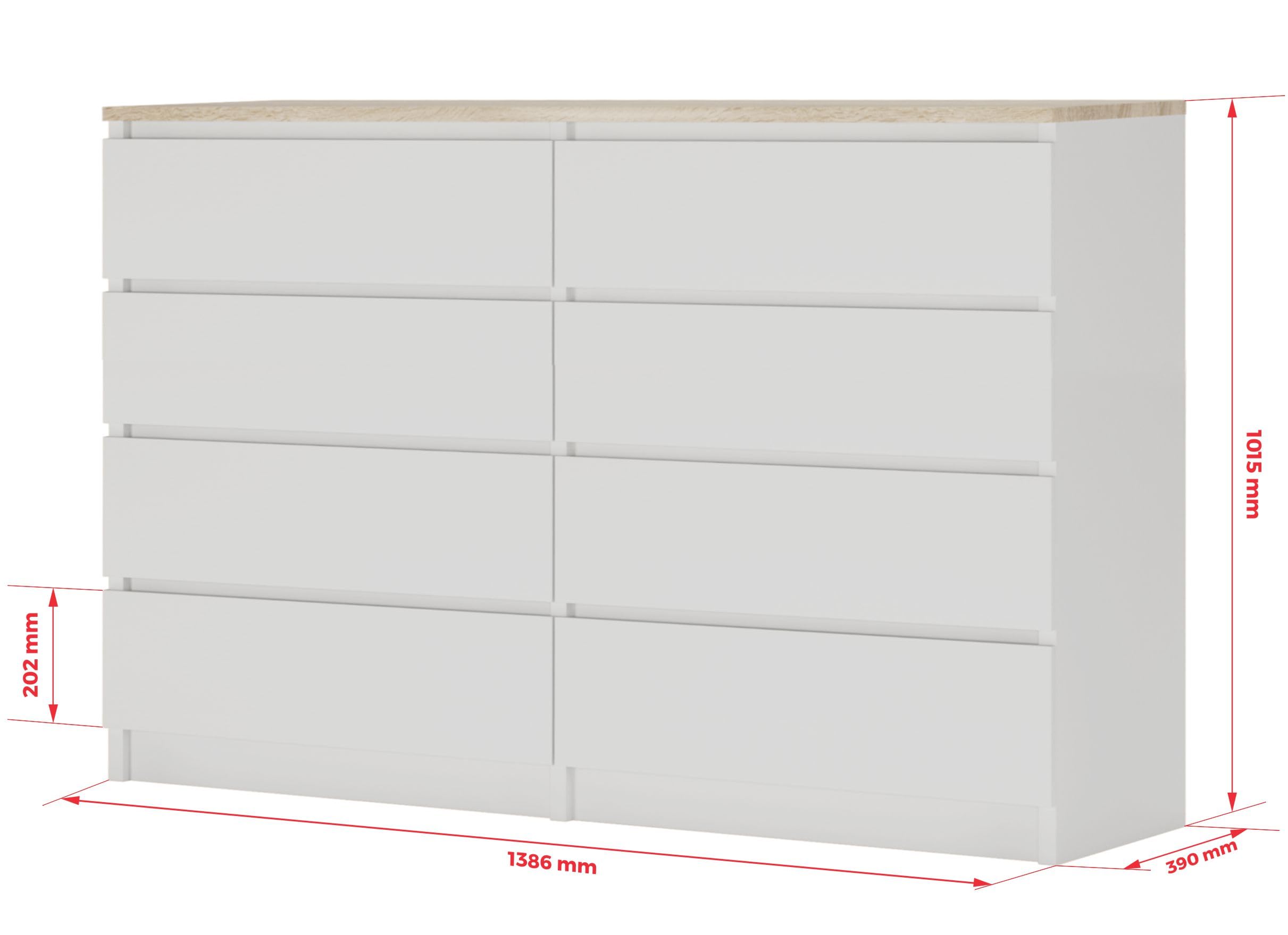 Cassettiera 8 Cassetti 120cm - Colore Rovere Sonoma, Organizzazione Camera - Foto 4