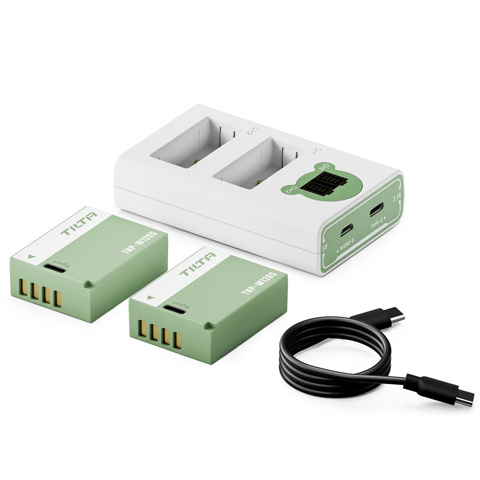 Tilta Confezione da 2 batterie NP-W126S con doppio caricatore rapido compatibile con Fujifilm X100VI, X100V, XM5, X-E5, X-E4, X-S10, X-T30, X-T30II, X-T3, X-Pro3, X100F, X-A7 TBC-W126S-A-AG