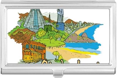 Hand-Painted Brazil Rio De Janeiro Business Card Holder Case Pocket Box Wallet