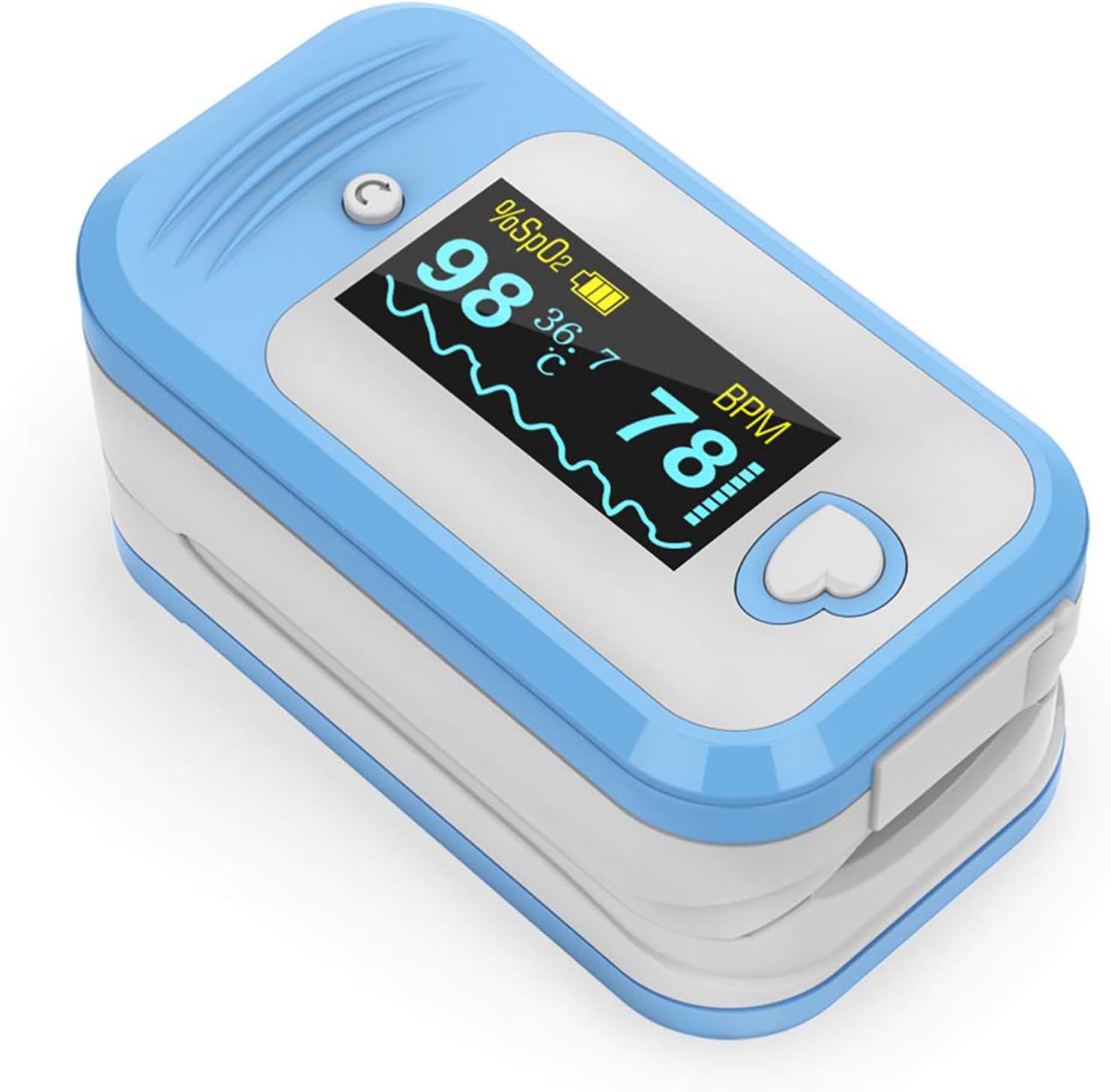 AM801 Pulse Oximeter Medical Grade, High Precision Finger Oxygen Monitor Measures SpO2, Body Temperature, PR, Perfusion Index, Plethysmograph, Alarm for Abnormal Blood Oxygen for Home Clinic