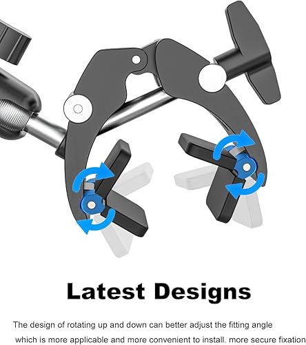 Miniatura 5 de Soporte para tableta y clip para iPad para tubos cuadrados y redondos, soporte de tableta de metal resistente para carritos de golf, tractor,