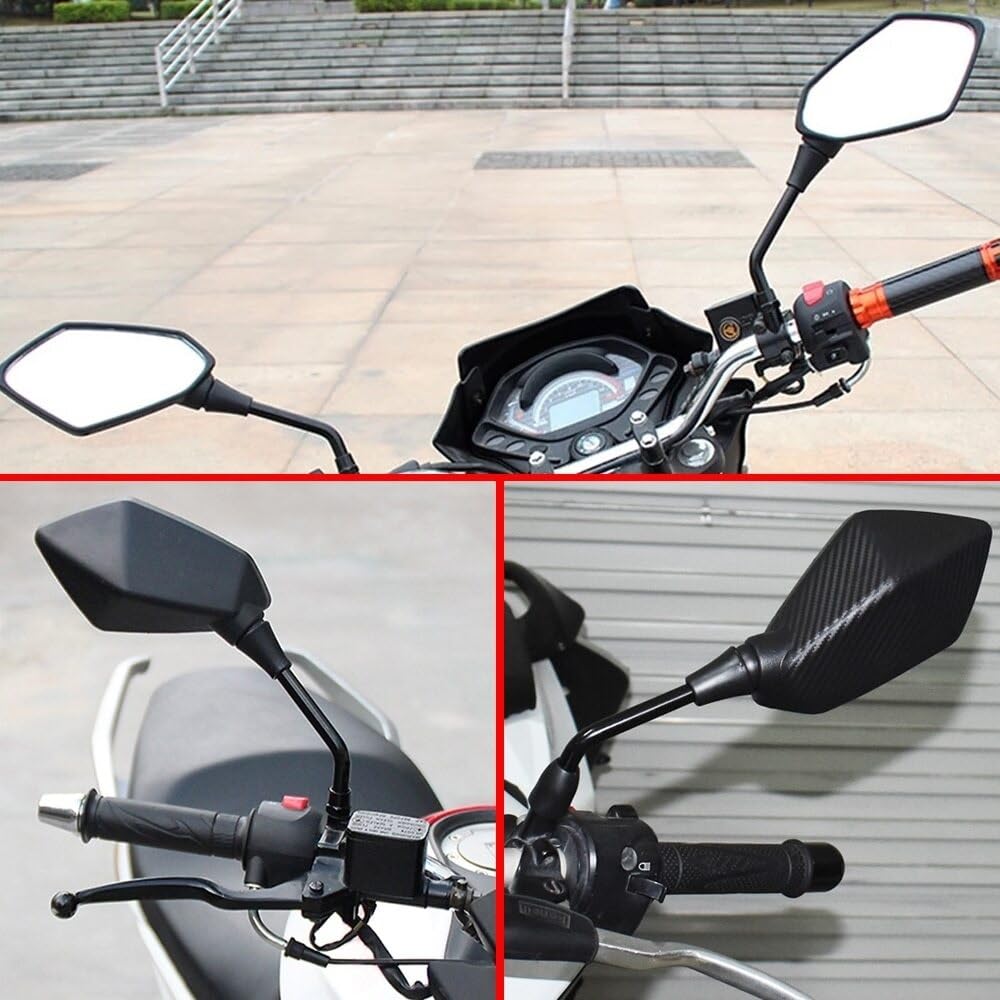TIMJAN Espejos Laterales para Motocicletas 1 Par De Espejos Retrovisores De Motocicleta para CB1100 GIO CRF1000L Africa Twin CBF 1000 CB600F 10mm 8mm Espejo Convexo Lateral Trasero(5)