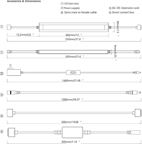 Miniatura 8 de Tira de luces inteligentes para debajo del gabinete, color blanco y regulable que cambia de color, funciona con la aplicación de teléfono