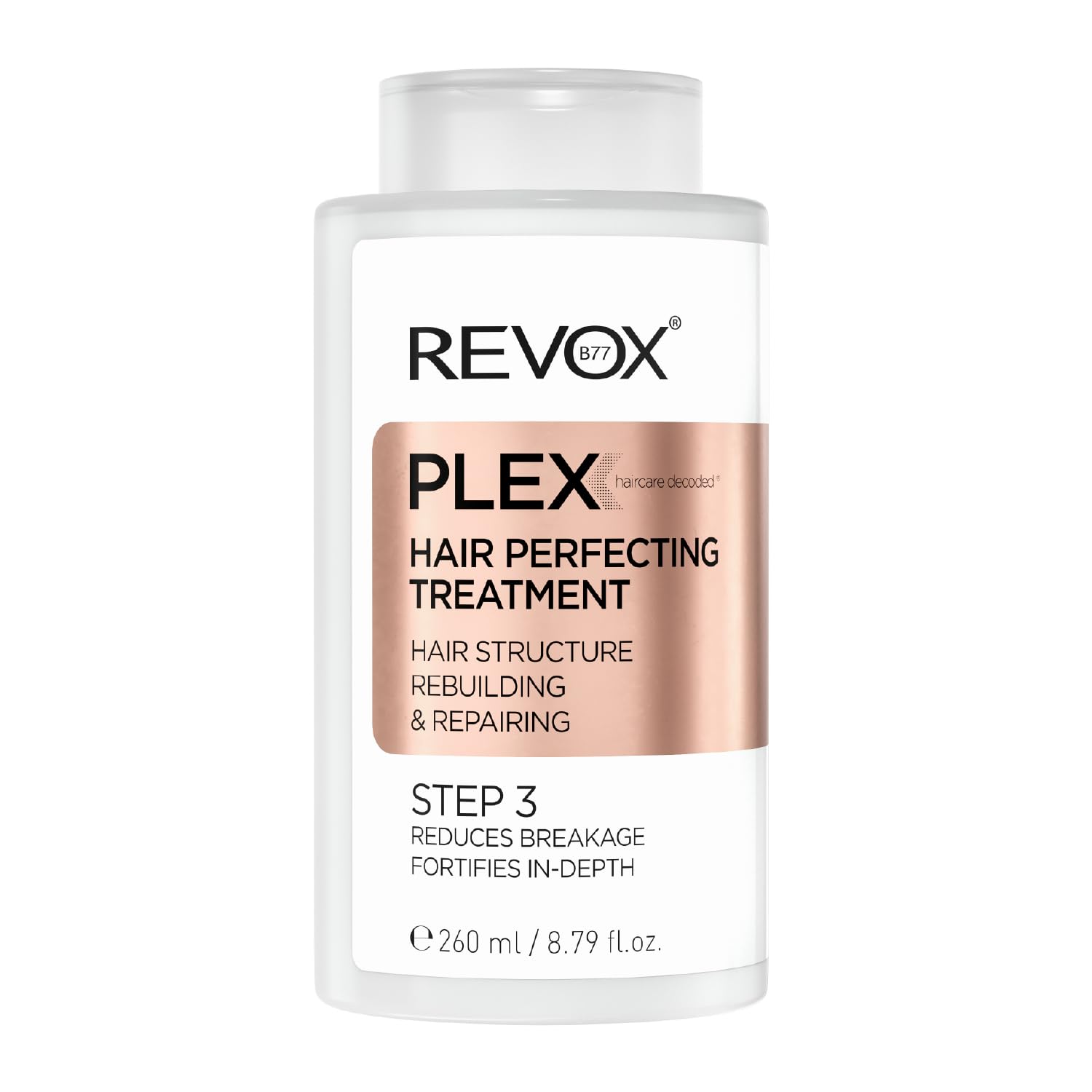 REVOX B77 - Plex Hair Perfecting Treatment Step 3, 260 ml, Professional Treatment, Pre-Wash, Restores Damaged and Color-Treated Hair, Protects and Prevents Hair Breakage, Stronger and Shinier Hair