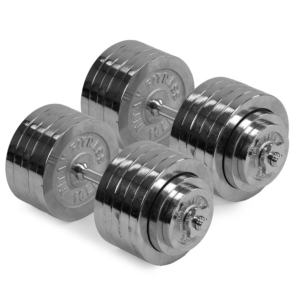 200 LB Adjustable Chrome Dumbbell Set, Pair of 100 LB Dumbbells, Durable Chrome Plates, Medium Knurl Grip Handles, Includes Four Star Collars, Space-Saving Home Gym Equipment
