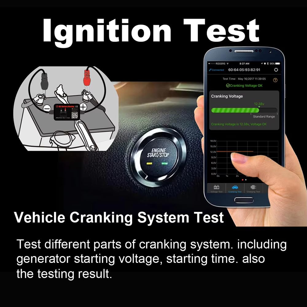 BM2 12V Tester Akumulatorów Bluetooth 4.0 Bezprzewodowy Napięcia
