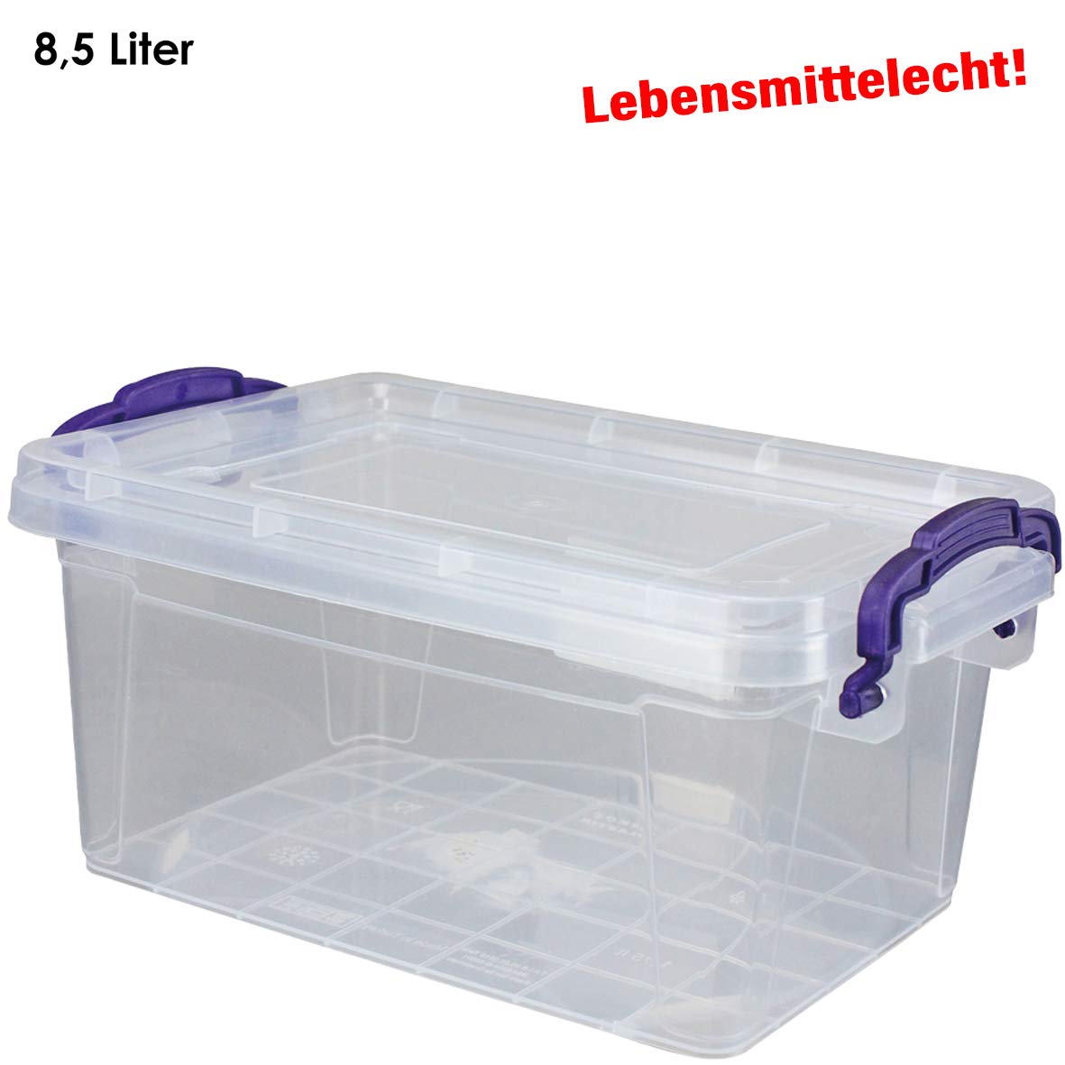 DIES&DAS 6er Set stapelbare Aufbewahrunsboxen Lagerboxen mit Deckel/Klickverschluss u. Griffen - 8,5 L Lebensmittelecht