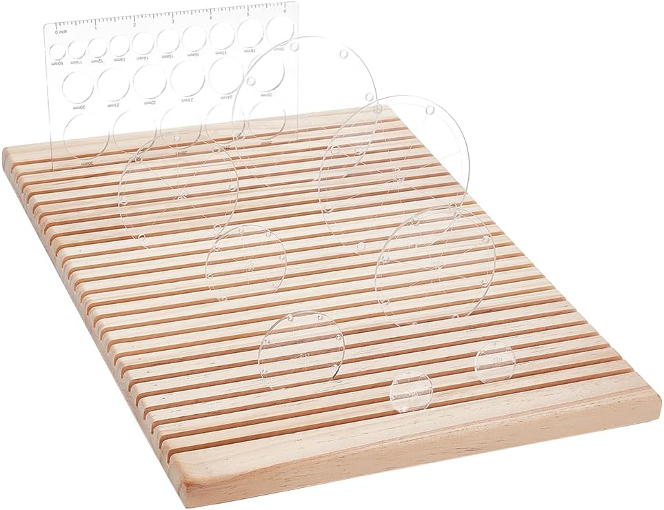 PandaHall Wooden Quilting Ruler Storage Rack Template Organizer Holder with 25 Slots for Jewelry Display Retail Stand, 14.8x10.9 Inch