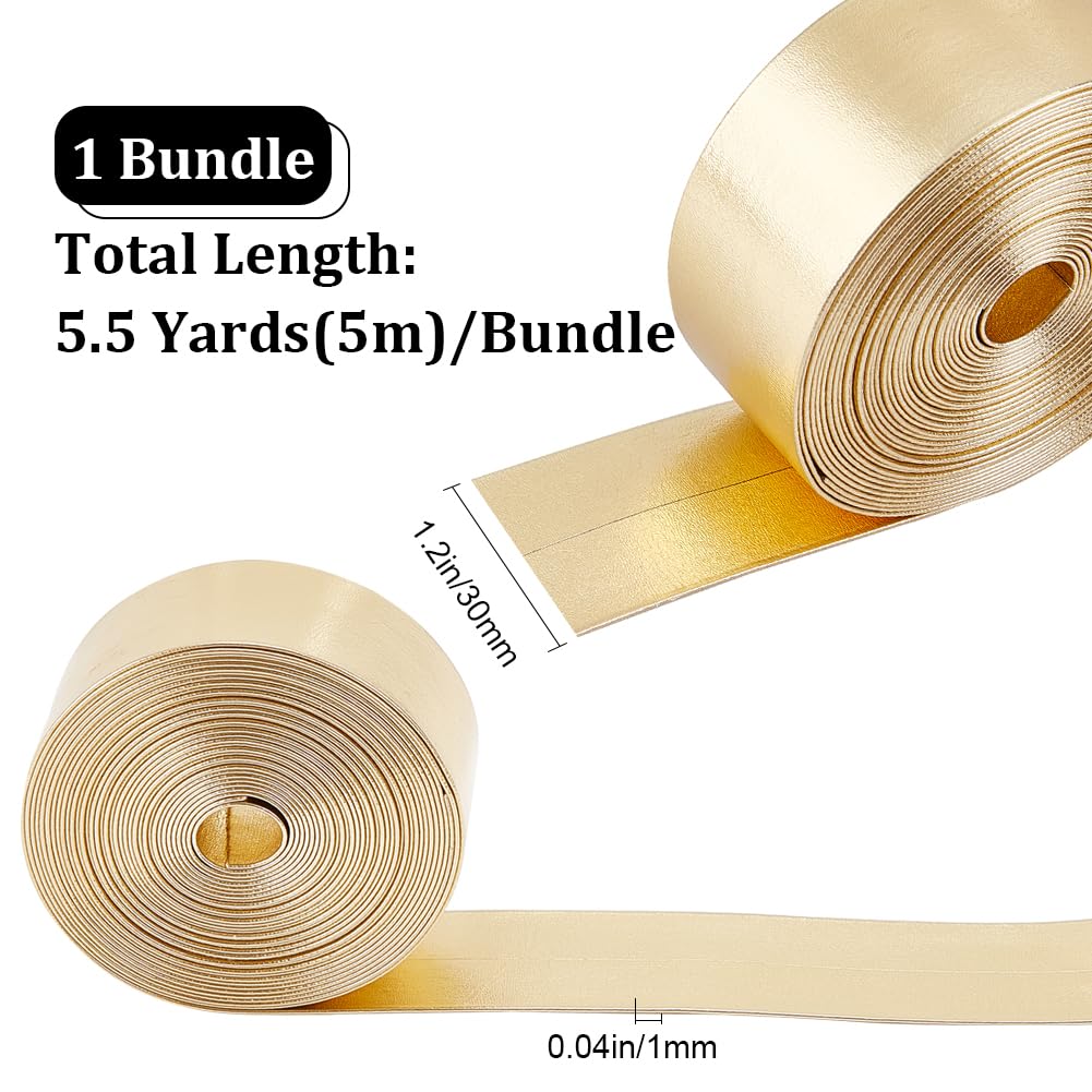 GORGECRAFT 5m Gold Metallic Leather Strip 30mm Wide Flat Glossy Pu Leather Straps Shiny Double Sided Imitation Leather Cord Rope Beading String Threads Rope for Belt Necklace Bracelet Jewelry Making - Image 2