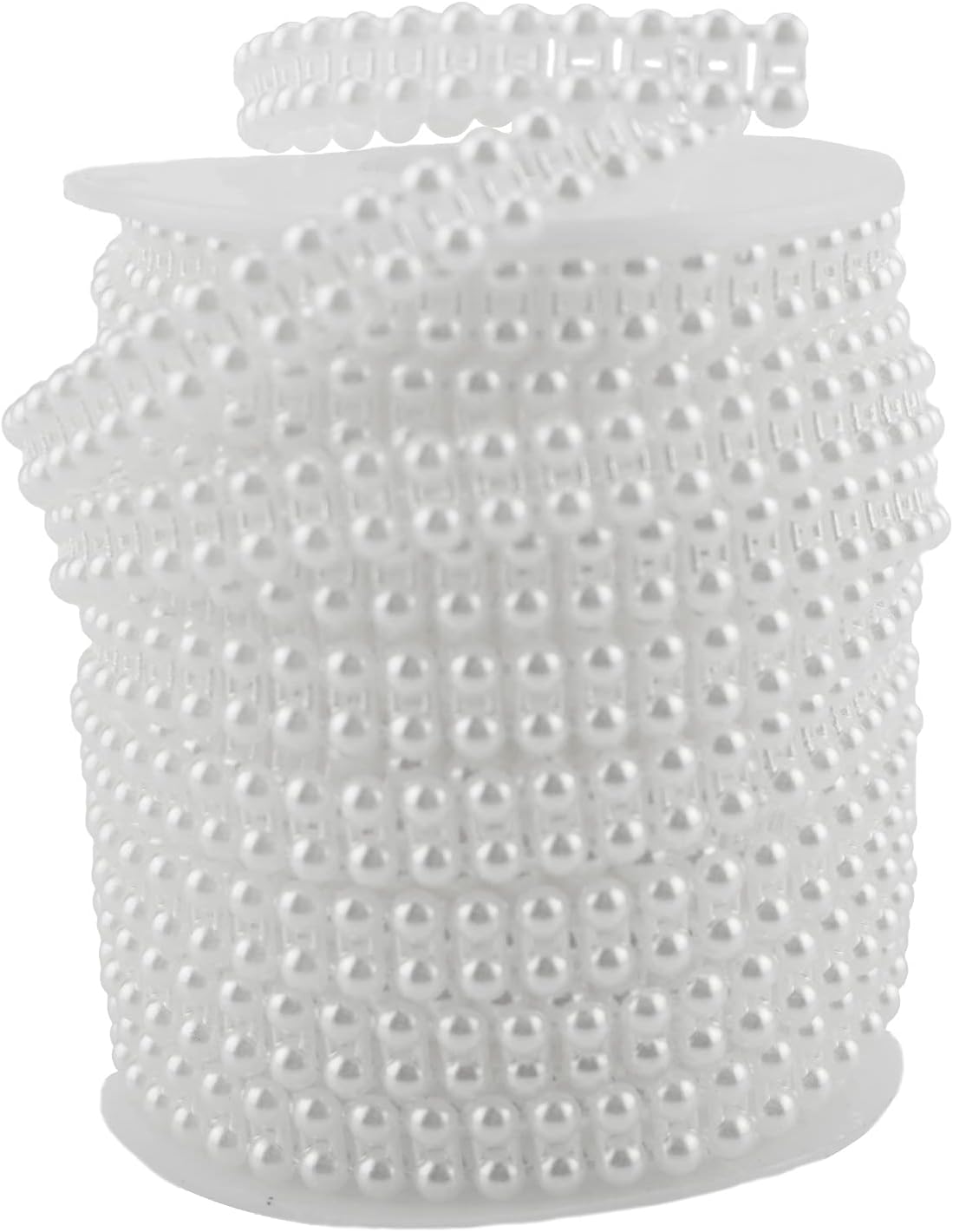 Homeford Double Lined Flat Pearl Trim Ribbon, 4mm, 12-Yard (White)