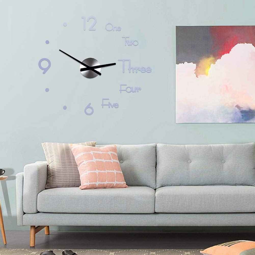 BAODANH Modern DIY Large Wall Clock Big Watch Decal 3D Stickers Numerals Wall Clock Adjustable Household Decoration